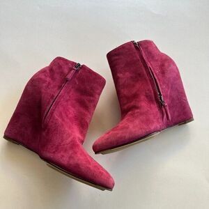 Cole Haan Verdi Winery Suede Wedge‎ Booties Ankle Boots Womens Size 6B Shoes